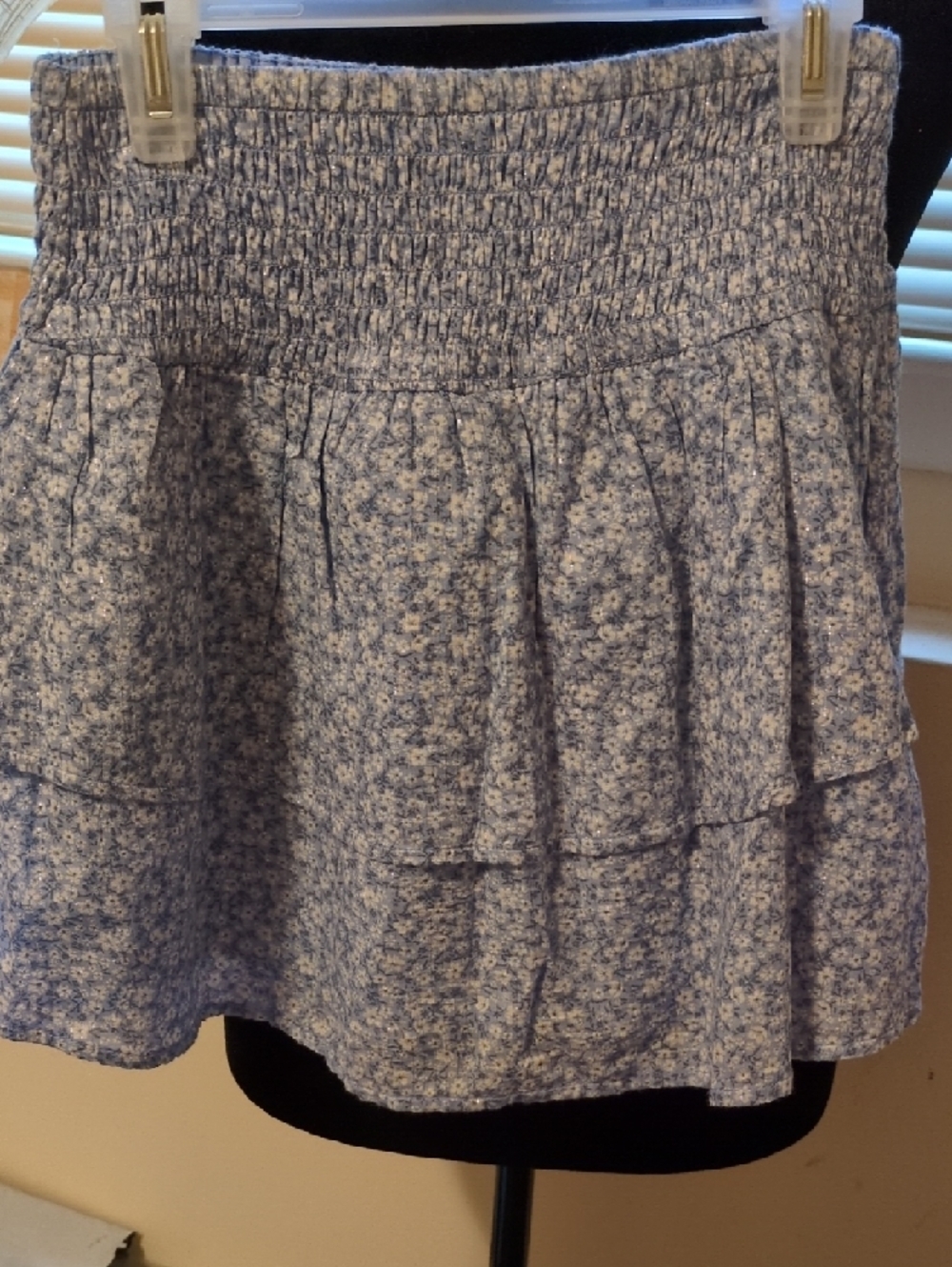 Abercrombie Kids 2 PC L/Blue Floral Smocked Waist Tiered Women's Top/Skirt 9/10 - Picture 7 of 10